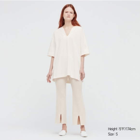 AIRism Off-White Cotton Half-Sleeve T - Picture 7 of 16